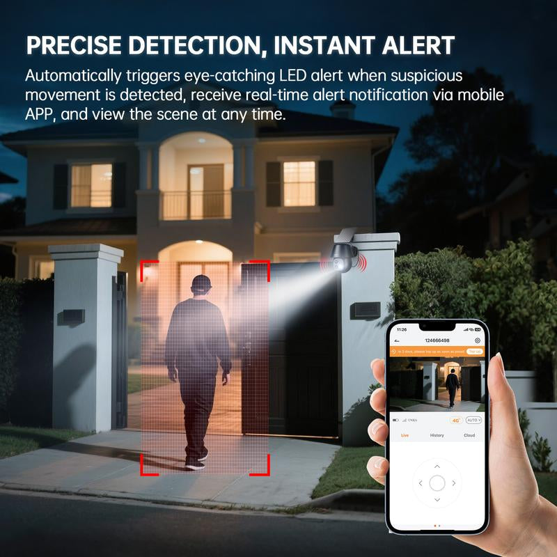 ZEEPORTE 2K WIFI Security Cameras Wireless Outdoor-360° PTZ Cameras for Home Security with Solar Panel/Battery Powered, Night Vision, Two-Way Audio, PIR Sensor